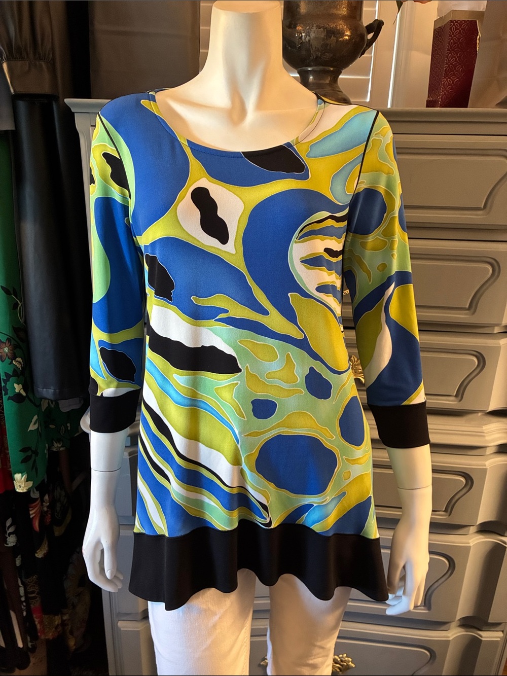 💙💚 Stylish Eva Varro Vibrant Abstract Print Tunic S